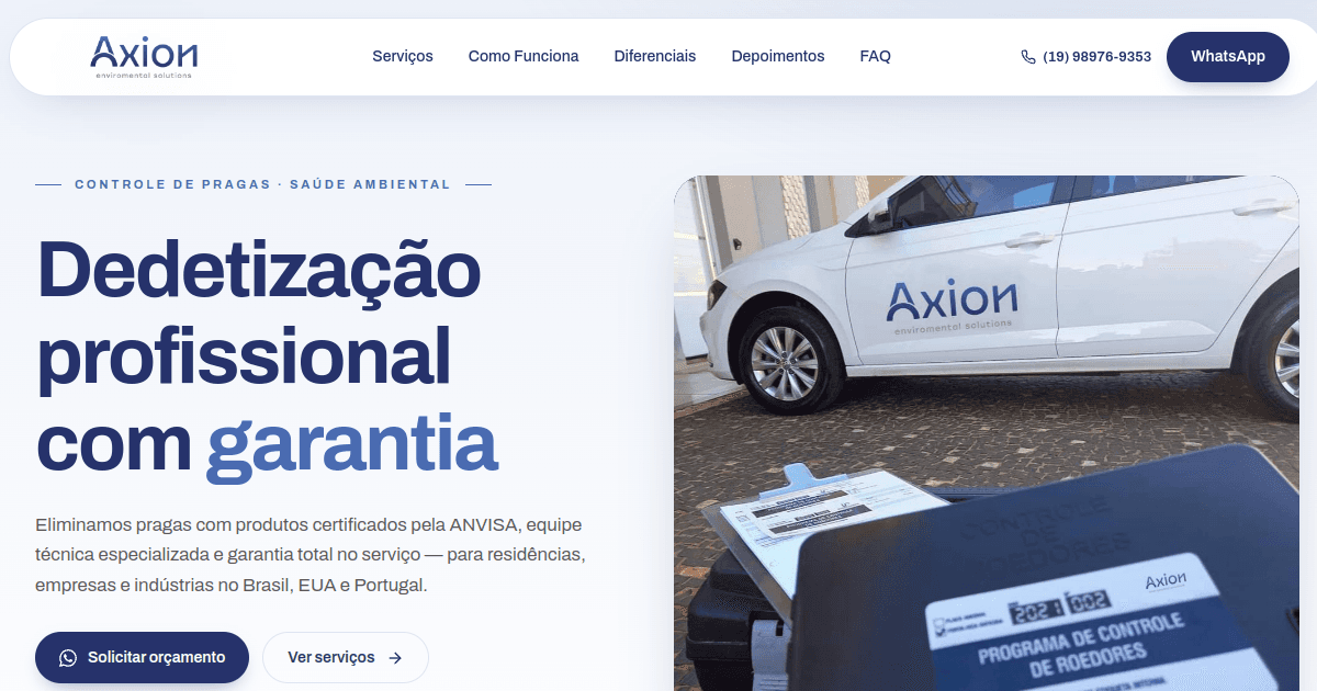 Contratei outro desenvolvedor e o site ficou pior: o resgate visual da Axion Environmental