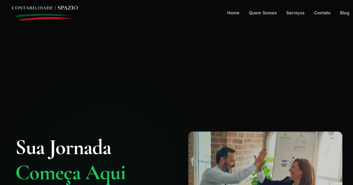 Dark mode, zero page builder e entregue em 1 dia: o site da Contabilidade Spazio